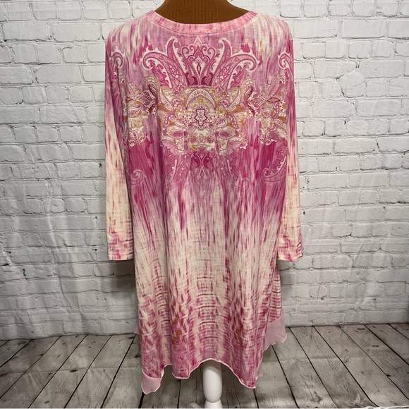 Plus Size One World Embellished Tunic Size XXXL Pink - Picture 4 of 6